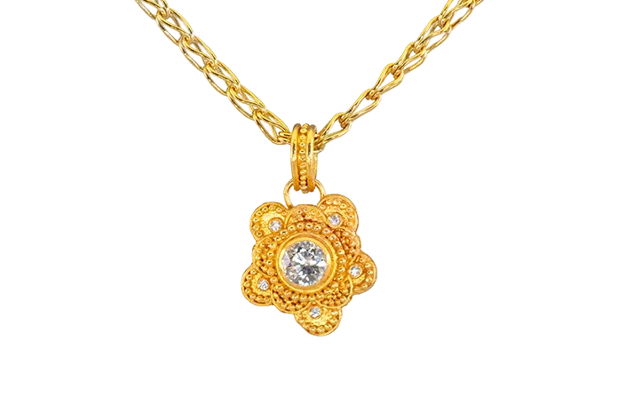 Granulated Diamond Pendant in 22k Gold