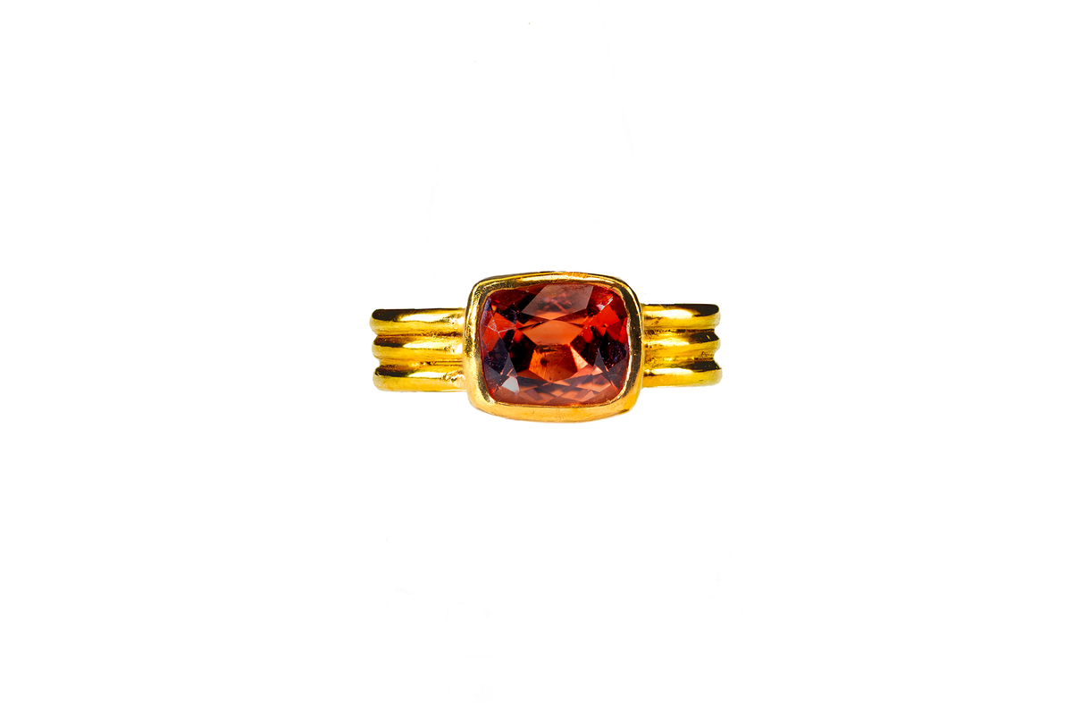 Orange.pink tourmaline ring