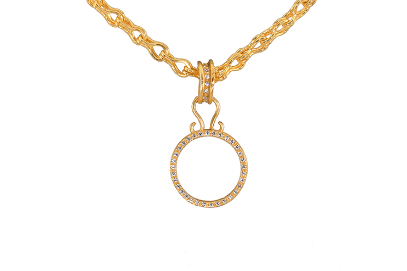 Diamond Circle Pendant in 22k Gold