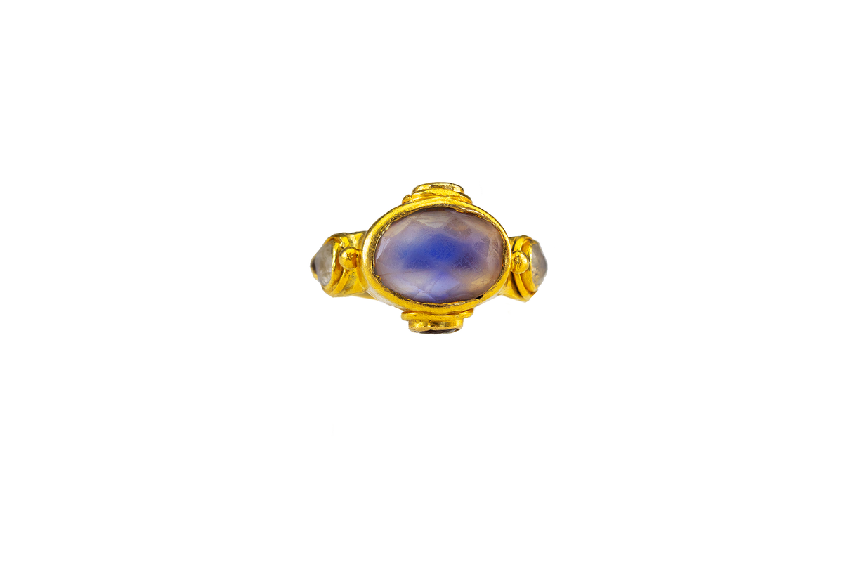 Blue Flash Moonstone Ring